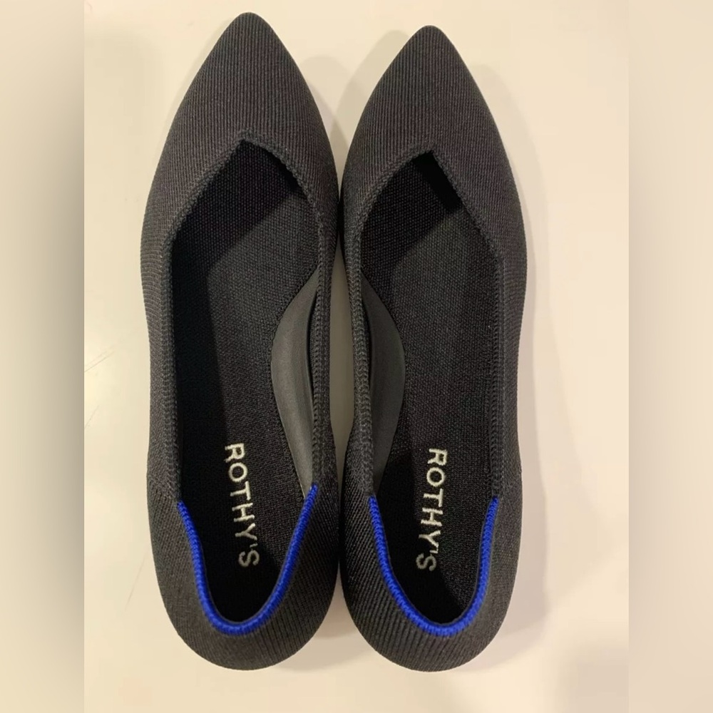 Gently Used Rothy’s The Point 2.0 Black Flats, Size 9.5